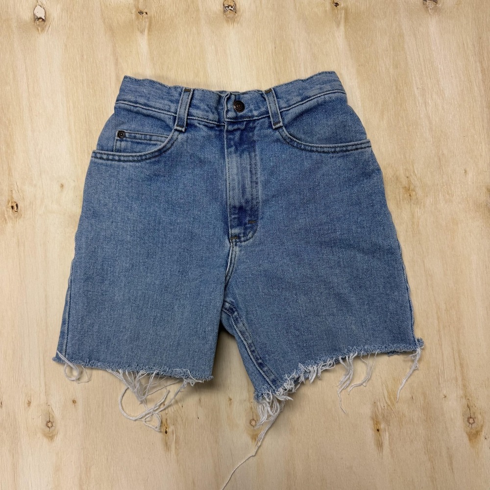 Y2K Lee Shorts Boys 14 Slim Blue Denim Bermuda Cutoff Distressed Raw Hem Jorts